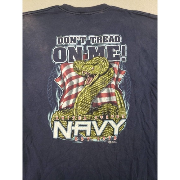 United States Navy Shirt Mens Large Blue Graphic Short Sleeve Don't Tread On Me! - Picture 9 of 9